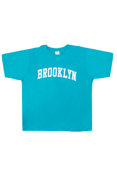 Brooklyn, t-shirt col rond en coton - Aqua - Taille plus