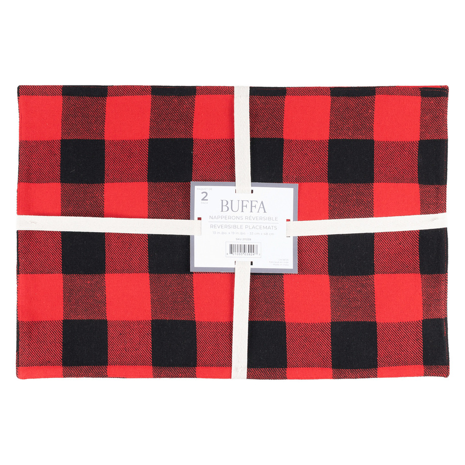 BUFFA collection - Reversible placemats, red checkered pattern