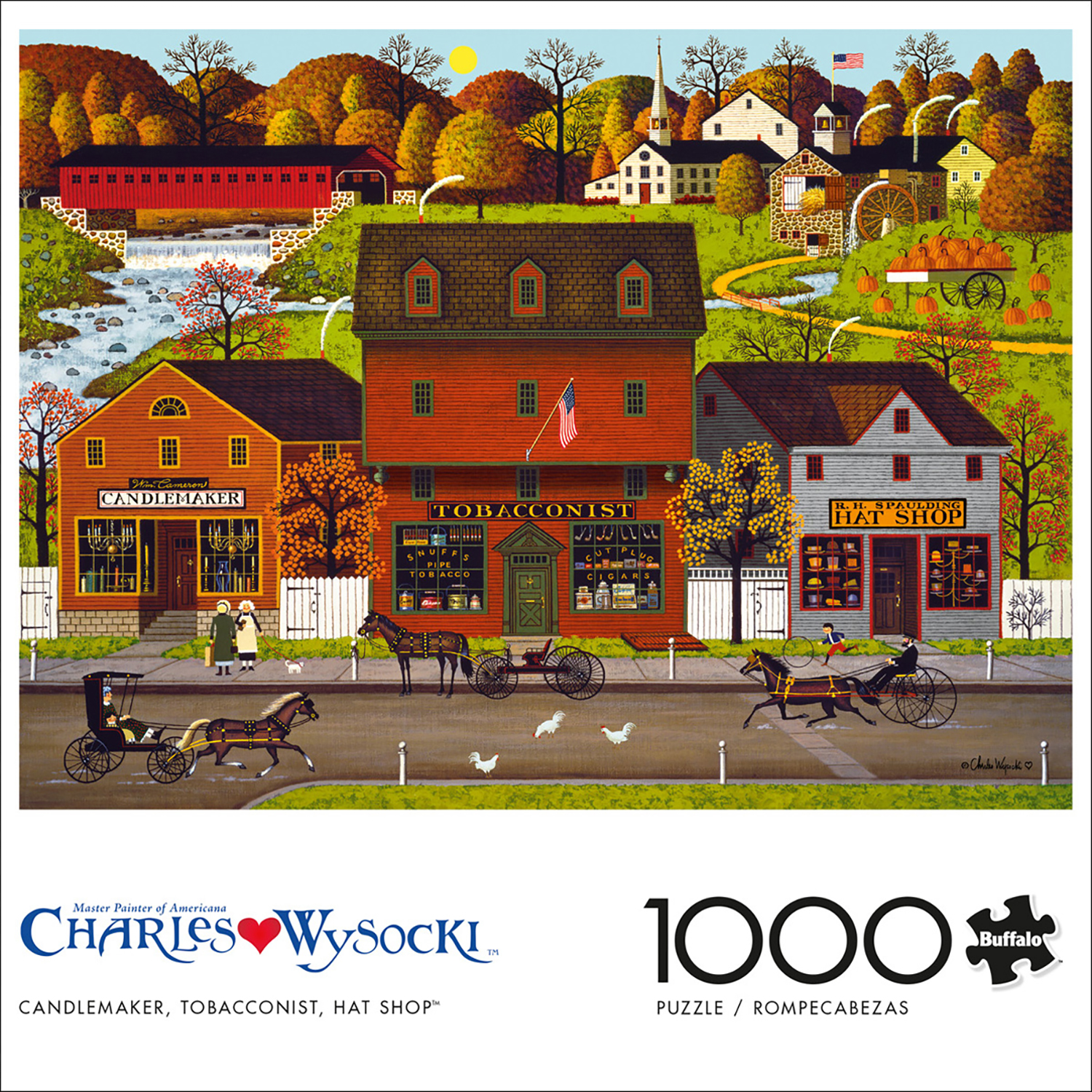 Buffalo Games - Puzzle, Charles Wysocki, Candlemaker-Tobacconist-Hat Shop, 1000 pcs