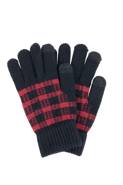 Buffalo plaid knitted gloves