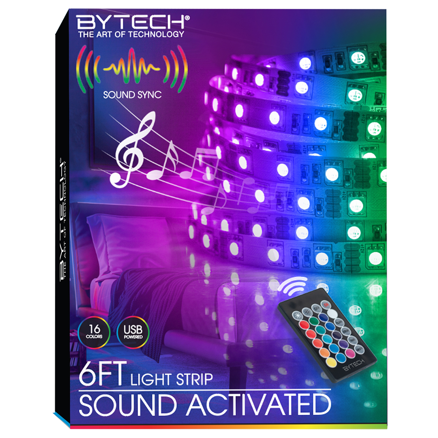 Bytech - 6 foot, sound-reactive LED light strip