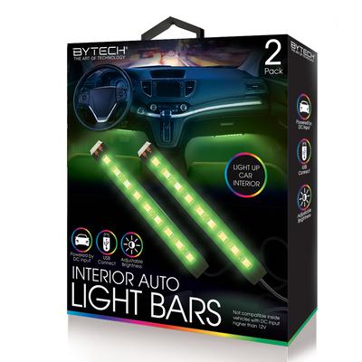 Bytech - Barres lumineuses pour l'intérieur de l'auto, paq. de 2