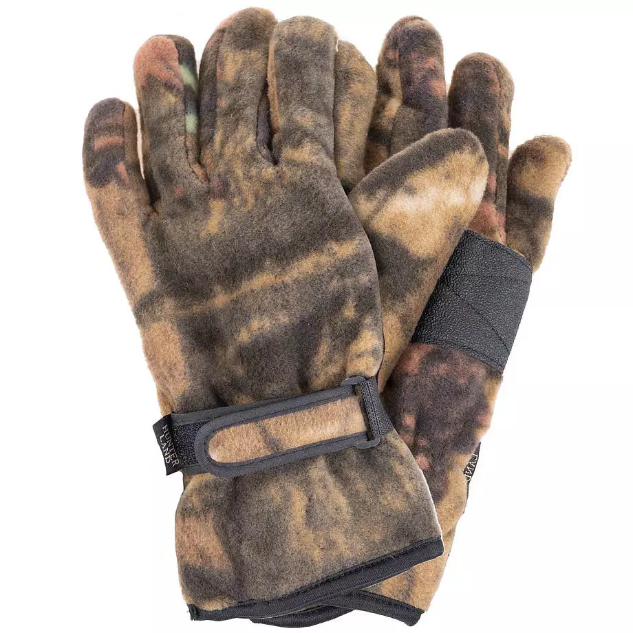 Camouflage felt gloves with abrasion-resistant palm patches