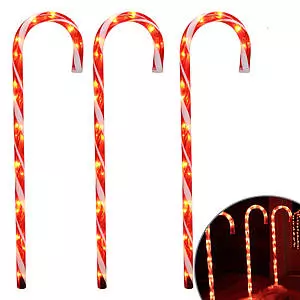 Candy Cane Stake Lights, 28-in, 3-pk