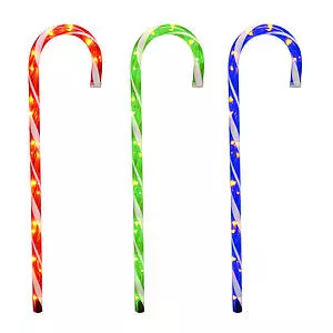Candy Cane Stake Lights, 28-in, 3-pk