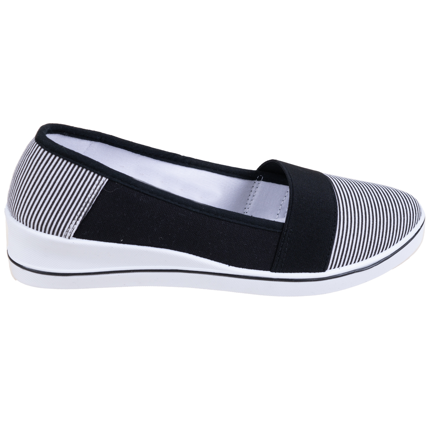 Canvas slip-on wedge shoes - Black stripes