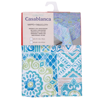 CASABLANCA Collection - Fabric tablecloth, 52"x70" - Lisbon aqua/green