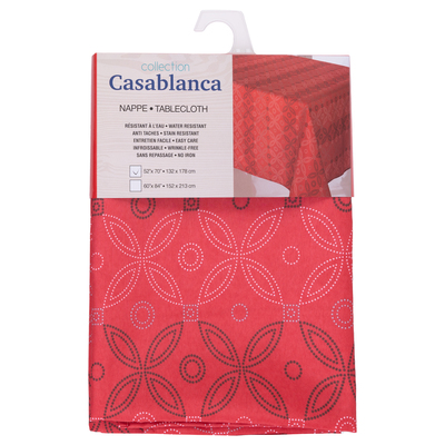 CASABLANCA Collection - Fabric tablecloth, 52"x70" - Red dot flowers