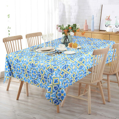 CASABLANCA  Collection - Printed tablecloth - Blue & yellow tile design