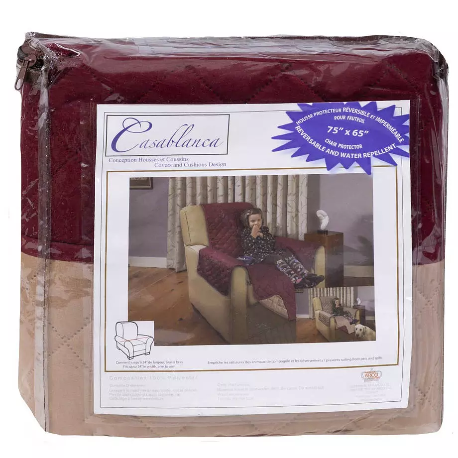 Casablanca - Housse de chaise réversible, rouge et brun
