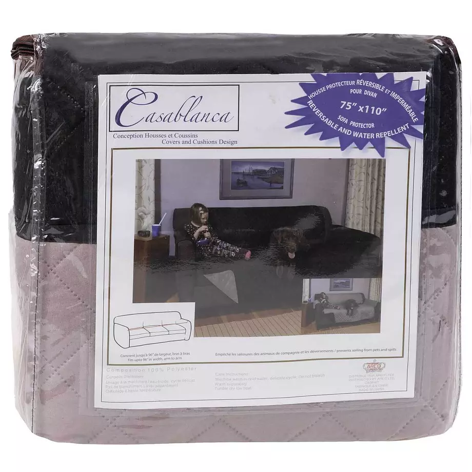 Casablanca - Reversible sofa protector, black & taupe