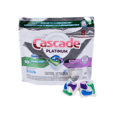 Cascade - Sachets de détergent pour lave-vaisselle Platinum ActionPacs, paq. de 8