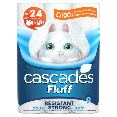 Cascades - Fluff toilet paper, 2-ply Strong soft, pk. of 12
