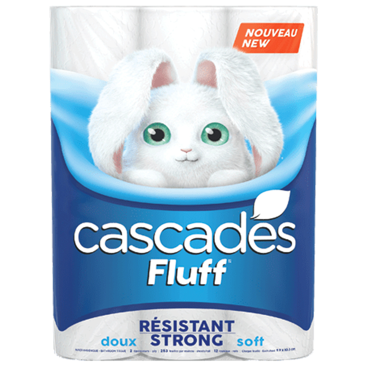 Cascades - Fluff toilet paper, 2-ply Strong soft, pk. of 15