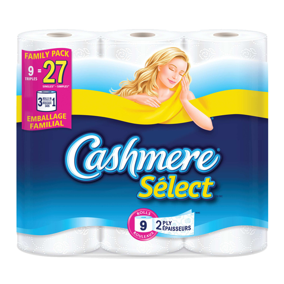 Cashmere - Papier toilette Sélect 2 épaisseurs, paq. de 9 - Rouleaux triples