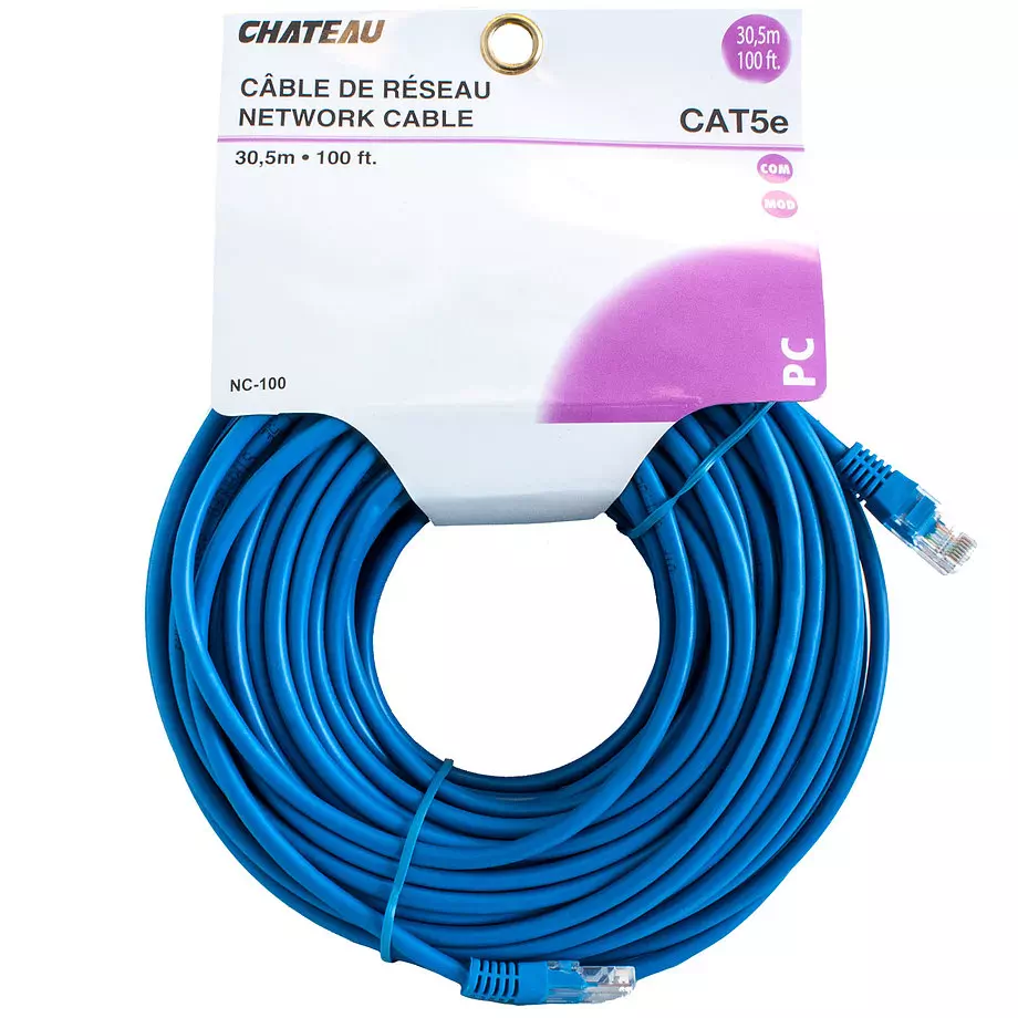 CAT5e network cable, 100ft (30.5m)