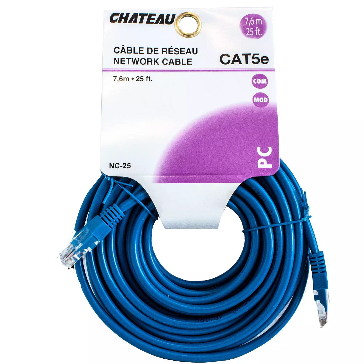 CAT5e network cable, 25ft (7.5m)