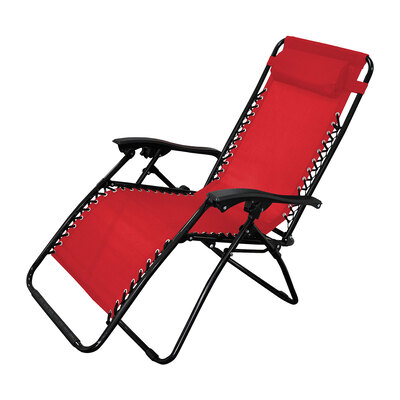 Chaise pliante/inclinable zéro gravité avec appuie-tête - Rouge