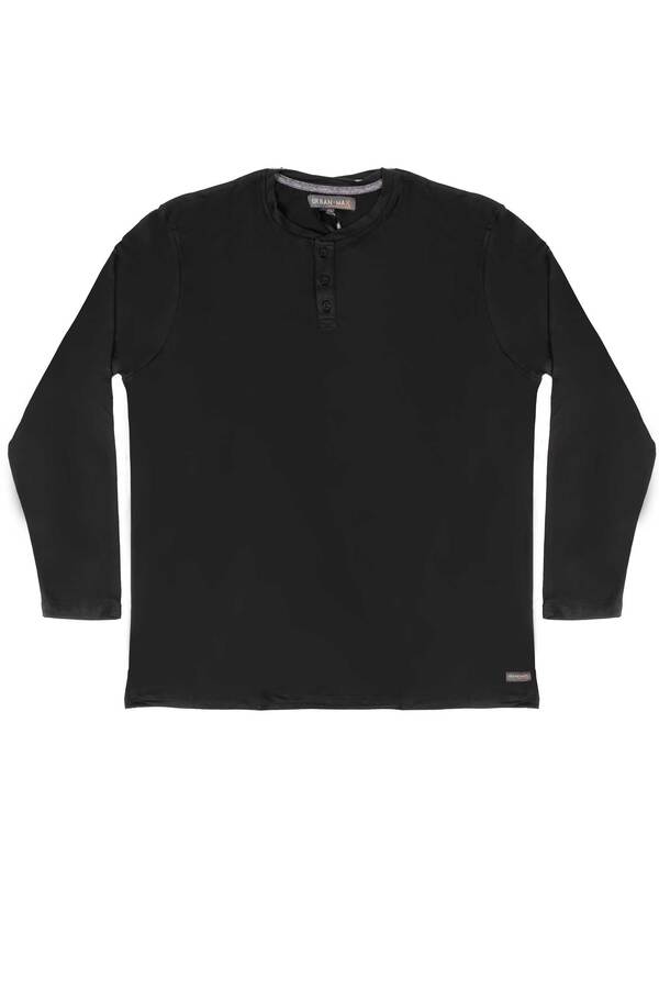 Chandail à manches longues en jersey doux pour homme - Noir - Taille plus.  Colour: black. Size: 1tg, Fr