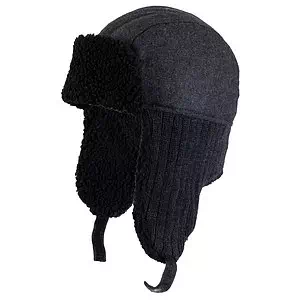 Chapeau de trappeur  laine avec doublure matelassée et rabats en faux sherling