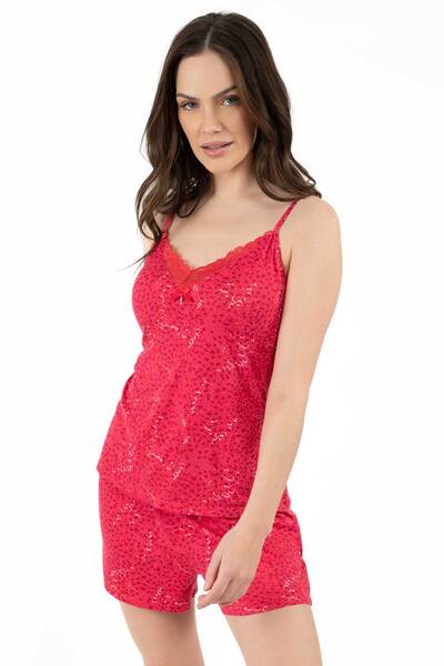 Charmour - Cami & boxer PJ set with lace and diamond pendant - Spot story