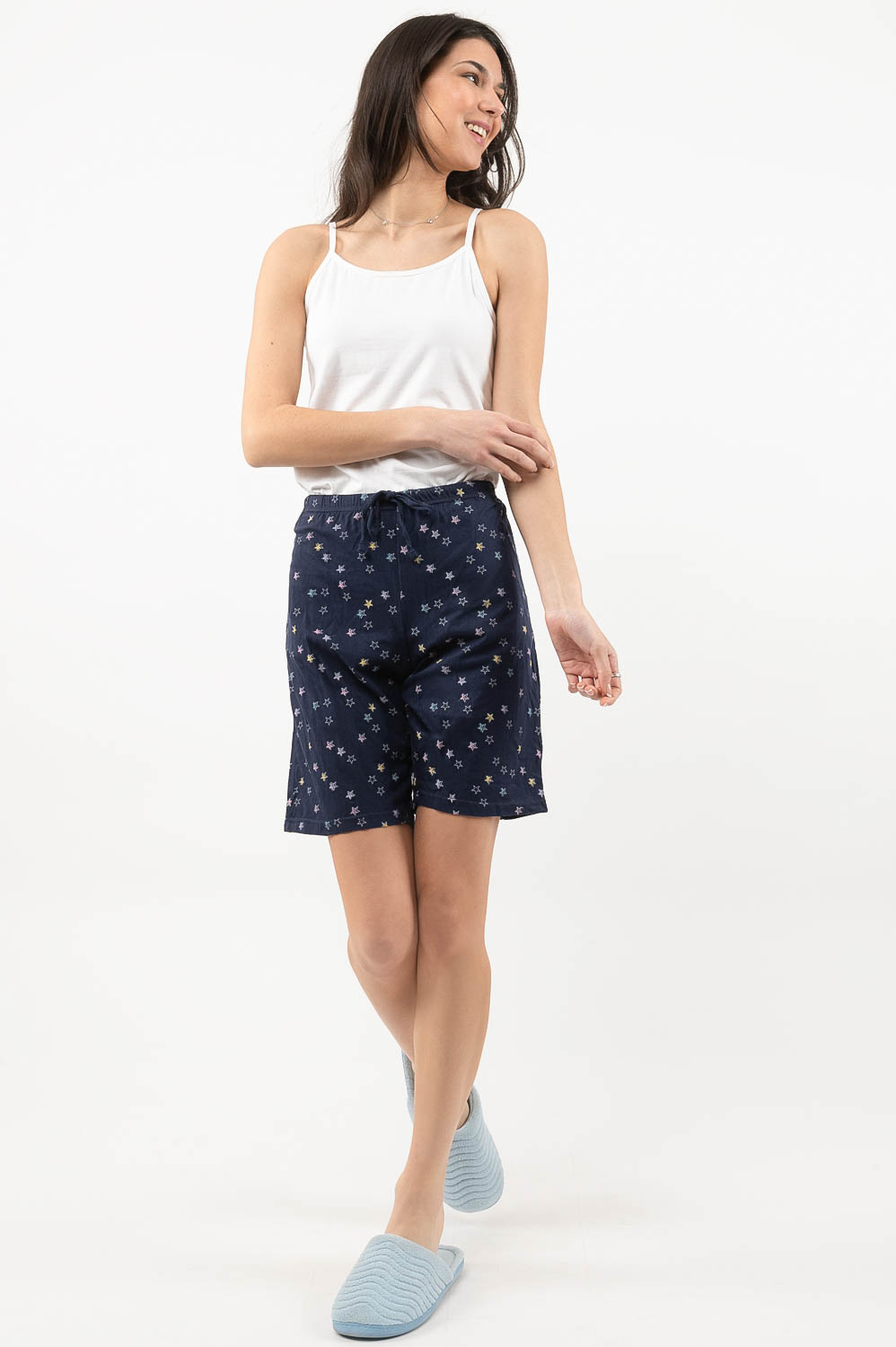 Charmour - Cotton knit bermuda shorts with drawstring - Stars