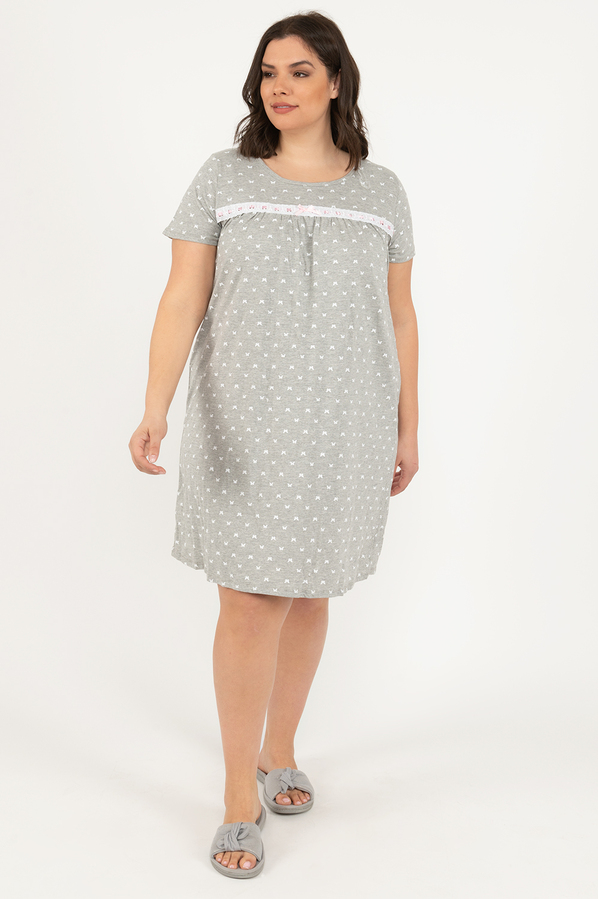 Charmour - Cotton short sleeve sleepshirt with all over print, butterlies, 1X - Plus Size