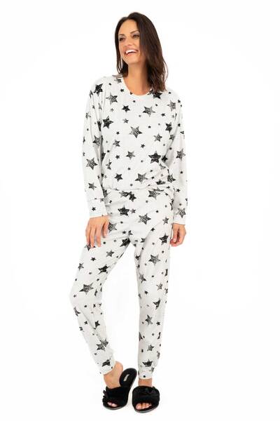 Charmour - Ens. pyjama jogger en velours - Étoiles noires