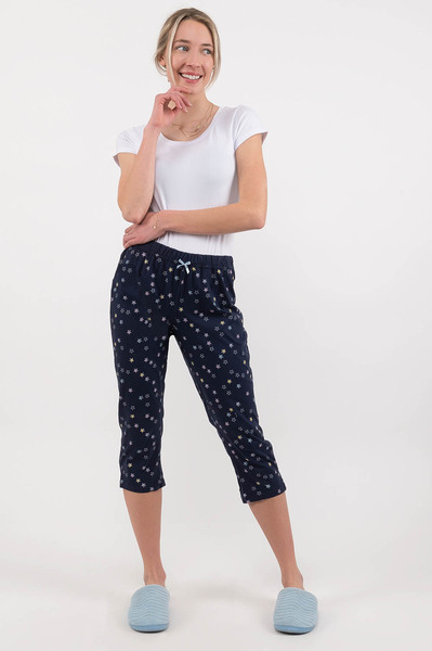 Charmour - Pantalon de pyjama capri en coton avec cordon de serrage - Étoiles