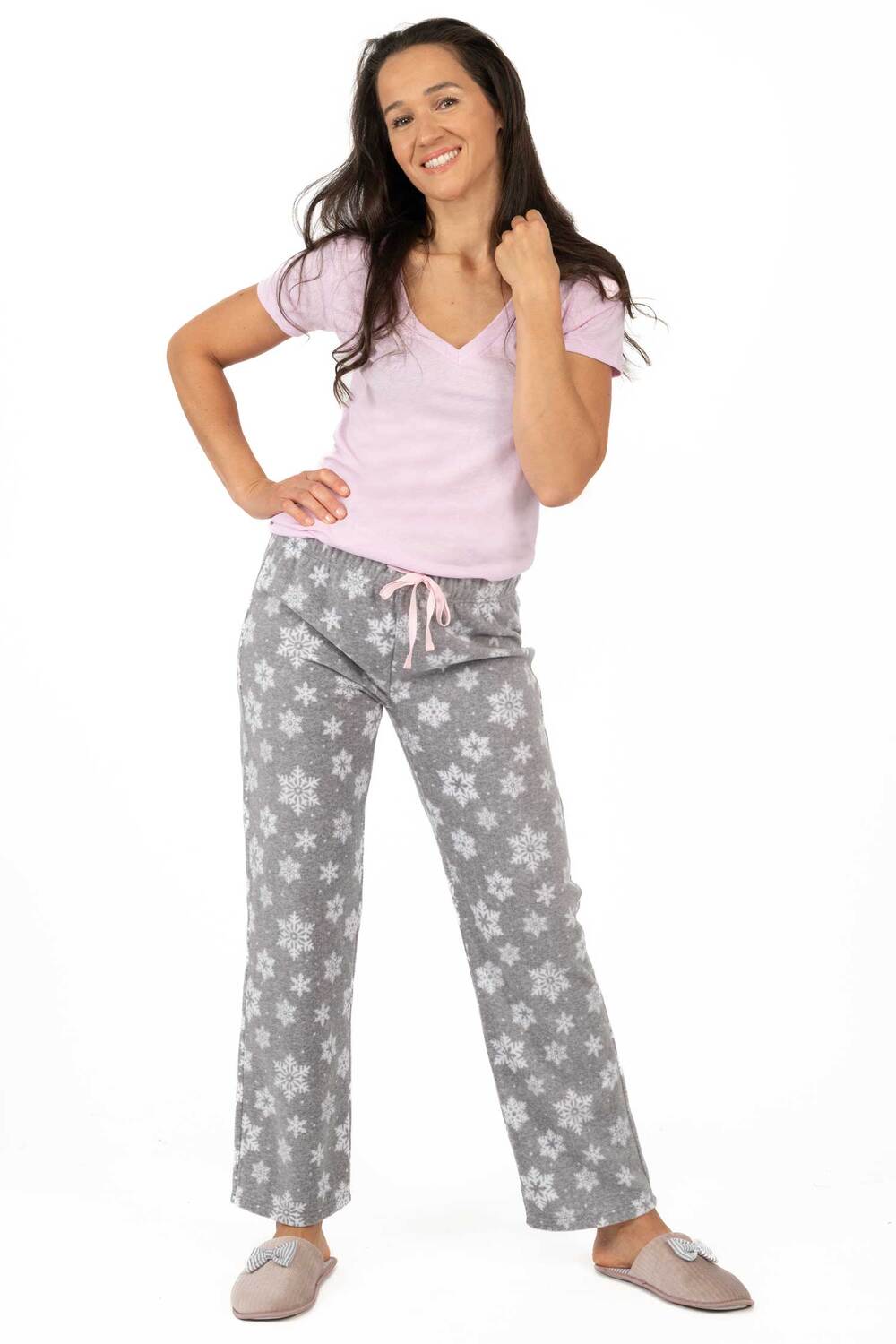 Charmour - Pantalon de pyjama en micropolaire - Flocons de neiges