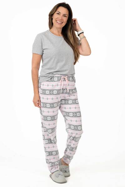Charmour - Pantalon de pyjama jogger en micrpolaire - Tricoté à l'ancienne