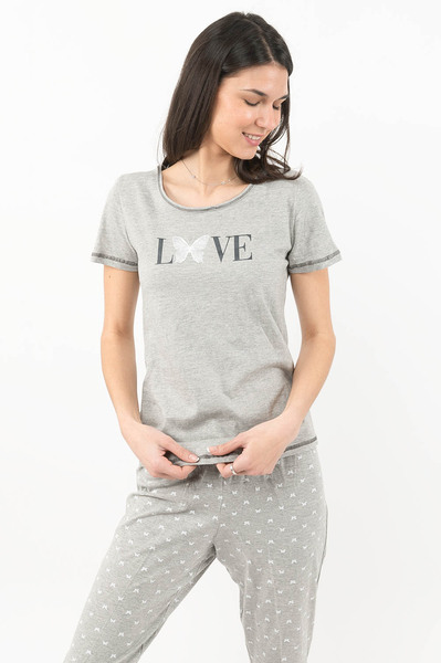 Charmour - Pyjama capri en coton à imprimé graphique - Papillon LOVE