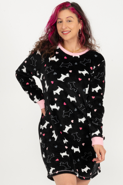 Charmour - Ultra soft microfleece nightgown - Scottish Terrier love