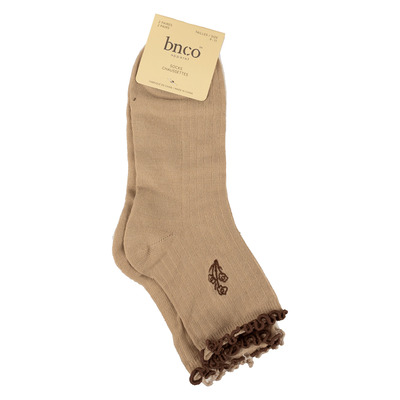 Chaussettes brod&eacute;es, 2 paires - Jaune et brun