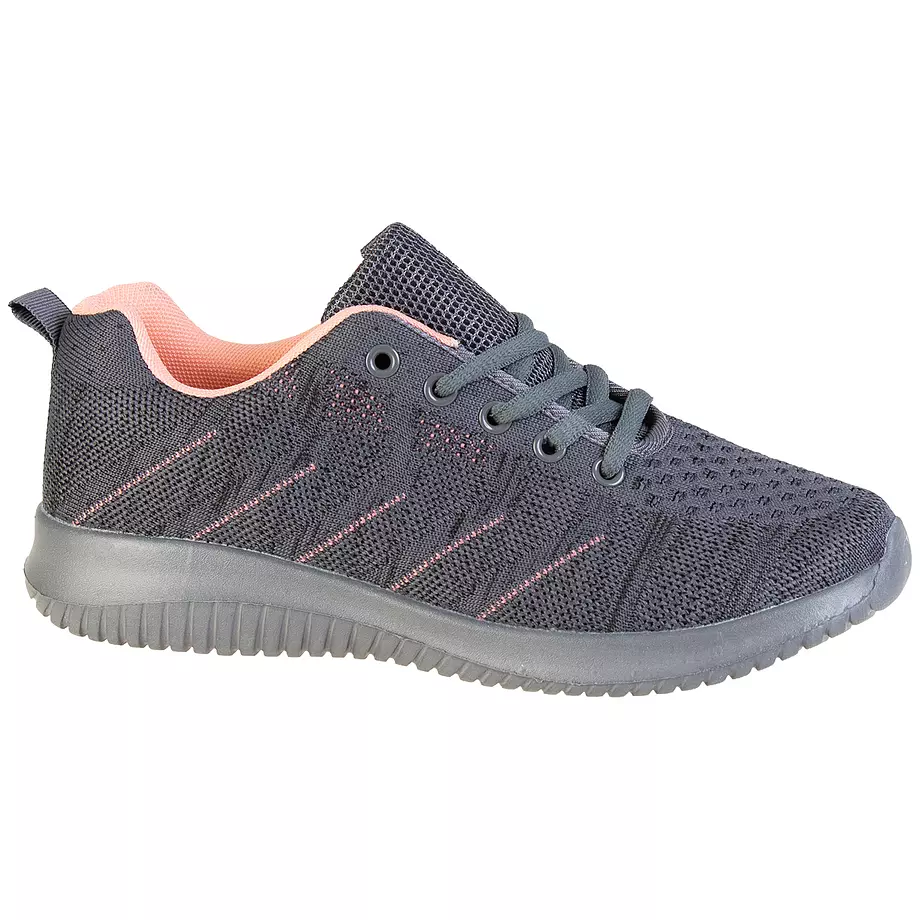Chaussures de sport en Flyknit bicolore à lacets pour femmes, gris/rose pâle, taille 8