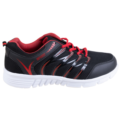 Chaussures de sport légèrs en mesh pour hommes aux couleurs contrastées - Noir et rouge
