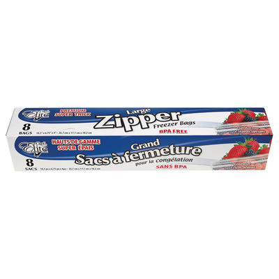 Chef Elite - Large resealable freezer bag, Pk. of 8