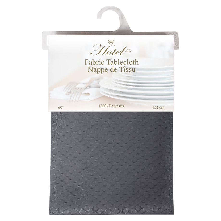 CHELTON collection - Jacquard fabric table cloth, 60" - Dark grey honeycomb