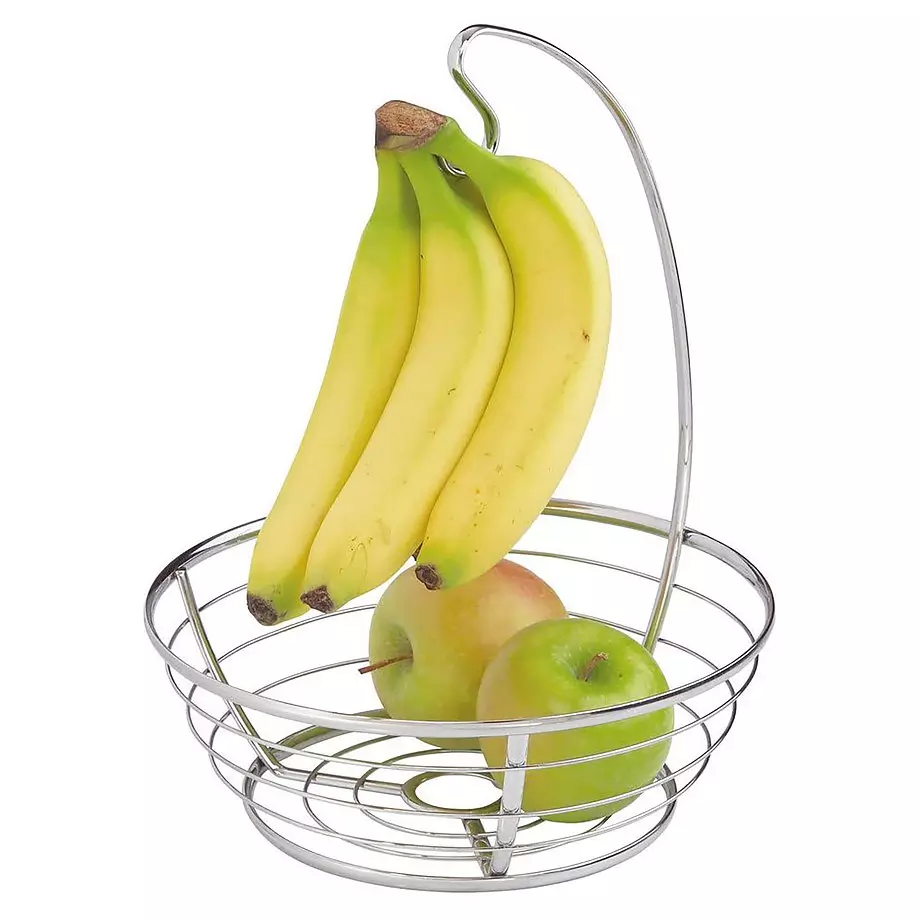 Chrome fruit bowl with banana holder