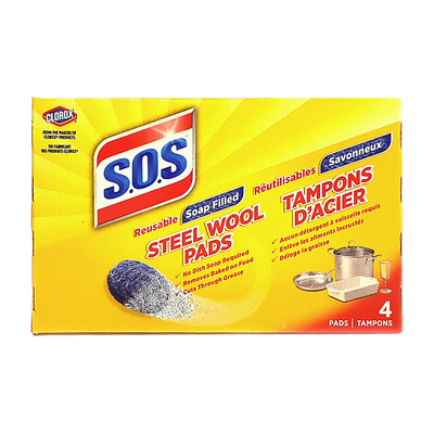 Clorox - S.O.S. Tampons en laine d'acier savonneux , paq. de 4