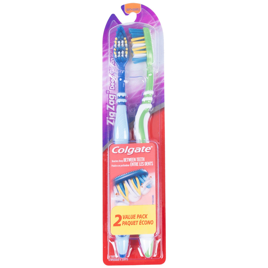 Colgate - ZigZag Deep Clean soft toothbrushes, pk. of 2