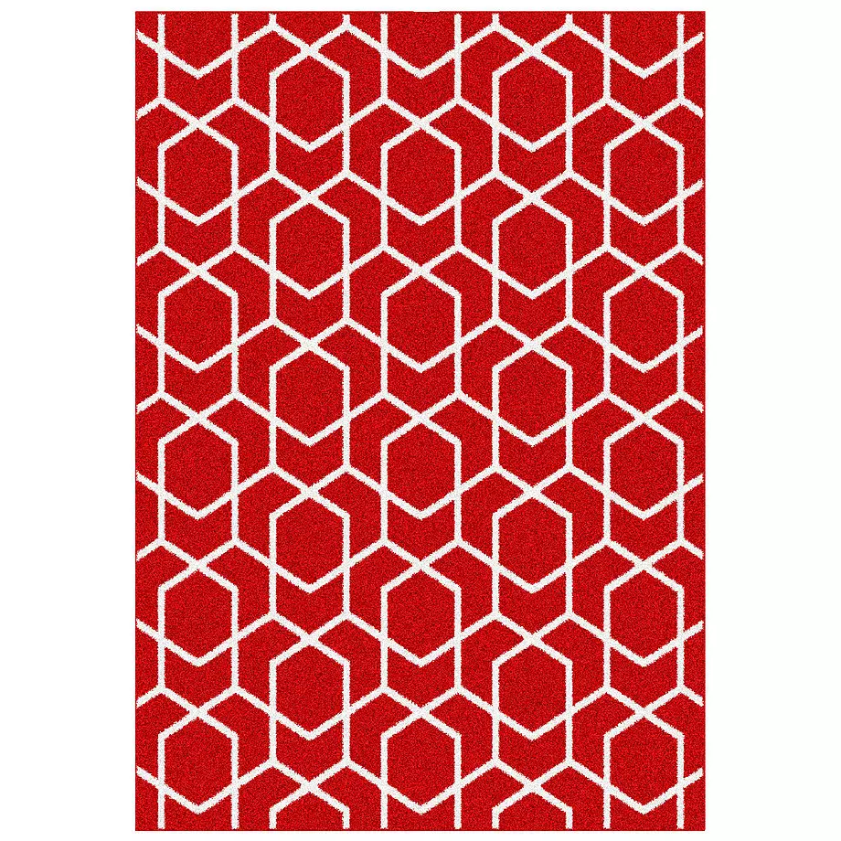 Collection DENA, tapis décoratif, géométrique rouge, 5'x7'