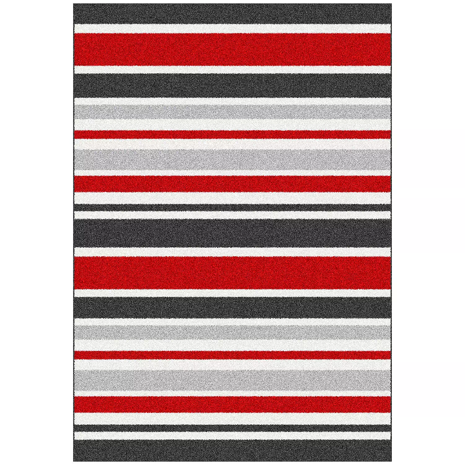 Collection FRIDA, tapis décoratif, rayures rouges/noires/gris, 5'x7'