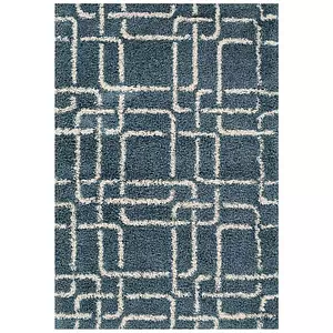 Collection LILA, tapis décoratif, maillon de chaîne bleu, 4'x6'