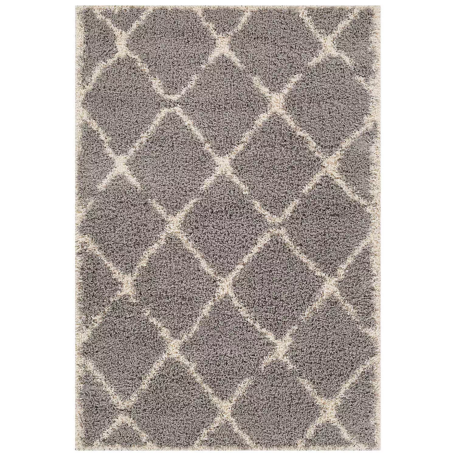 Collection LILA, tapis décoratif, motif losange gris, 4'x6'