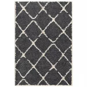 Collection LOLA, tapis décoratif, motif losange gris foncé, 4'x6'