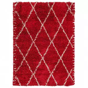 Collection LOLA, tapis décoratif, rouge avec des lignes droites, 4'x6'