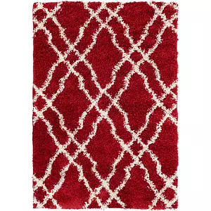 Collection LOLA, tapis décoratif, rouge avec des lignes ondulées, 4'x6'