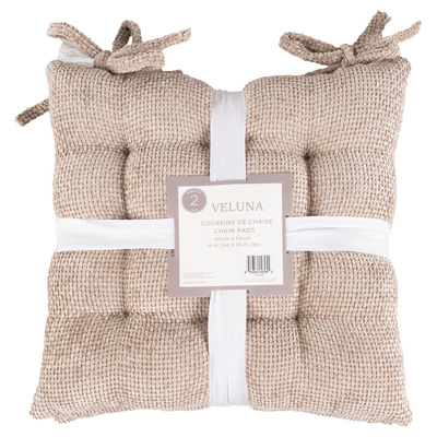 Collection VELUNA - Coussin de chaise en chenille &agrave; nouer, Paq. de 2