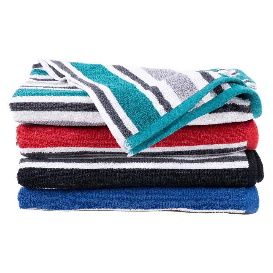 Contrasting stripes cotton bath towel - Blue